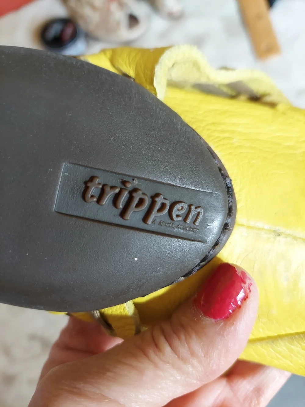 Trippen Germany Yellow Leather Flats Lagenlook Minimalist Comfort Shoes 7.5